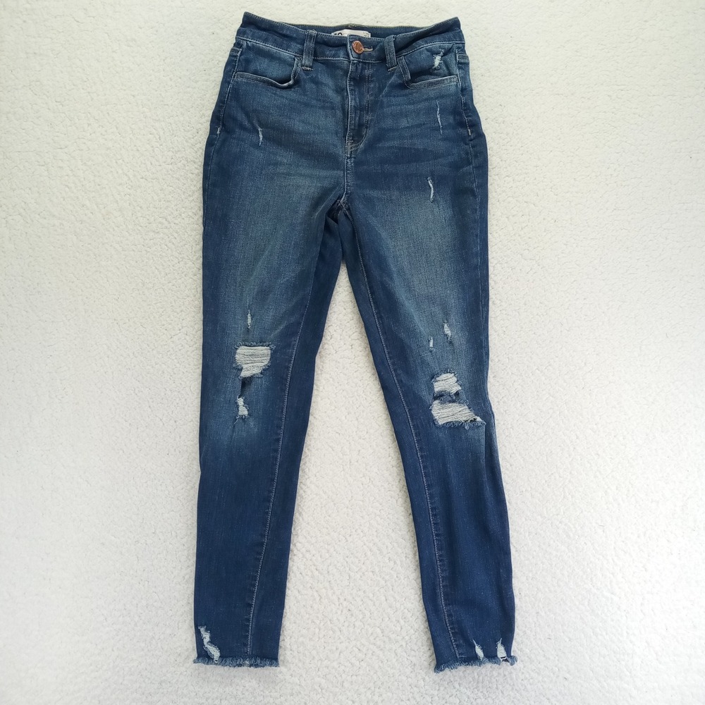 SO Womens High Rise Jegging Distressed Medium Wash Skinny Jeans Size 7/28W Blue